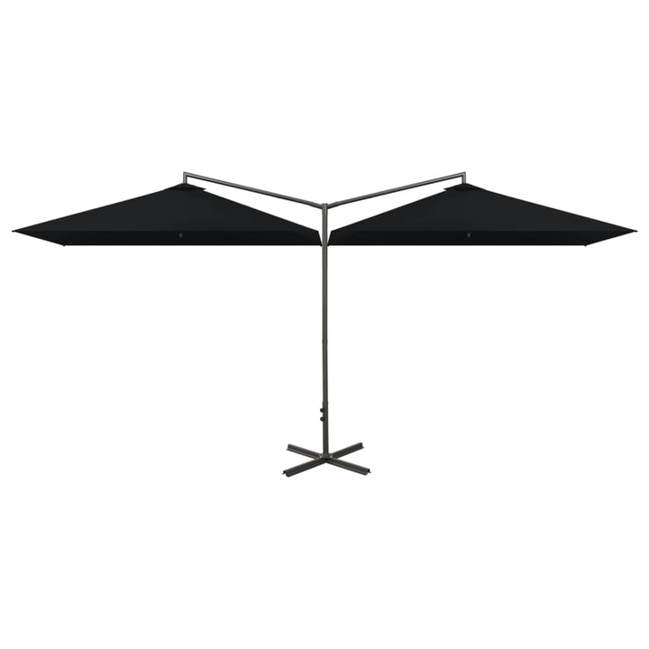 Parasol dubbel met stalen paal 600x300 cm zwart