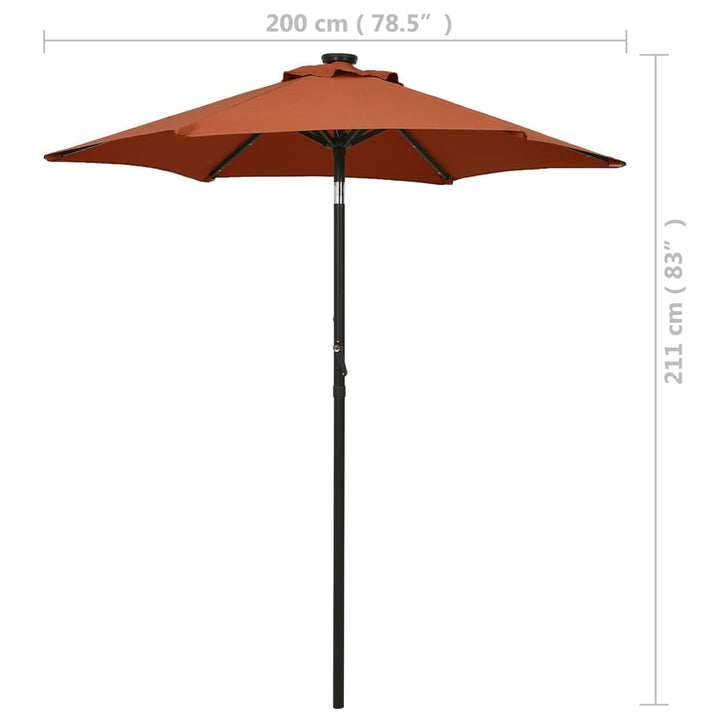 Parasol met LED-verlichting 200x211 cm aluminium terracottakleurig