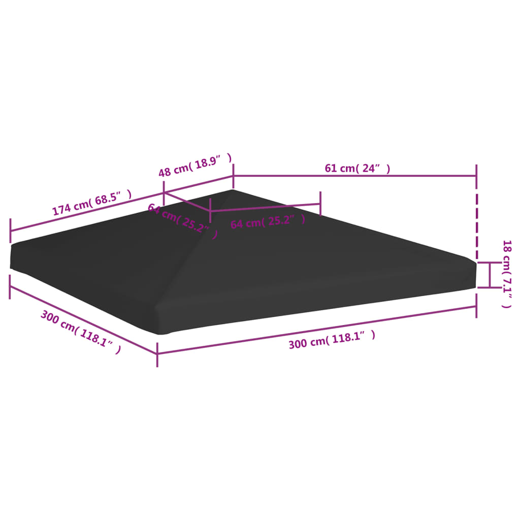 Prieeldak 270 g/m² 3x3 m zwart