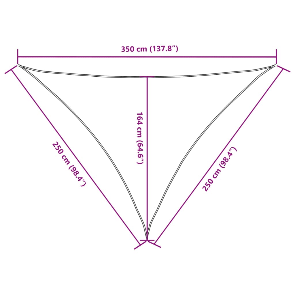 Zonnescherm driehoekig 2,5x2,5x3,5 m oxford stof antracietkleurig