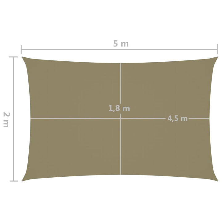 Zonnescherm rechthoekig 2x5 m oxford stof beige