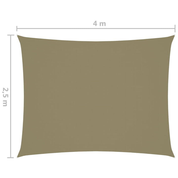 Zonnescherm rechthoekig 2,5x4 m oxford stof beige