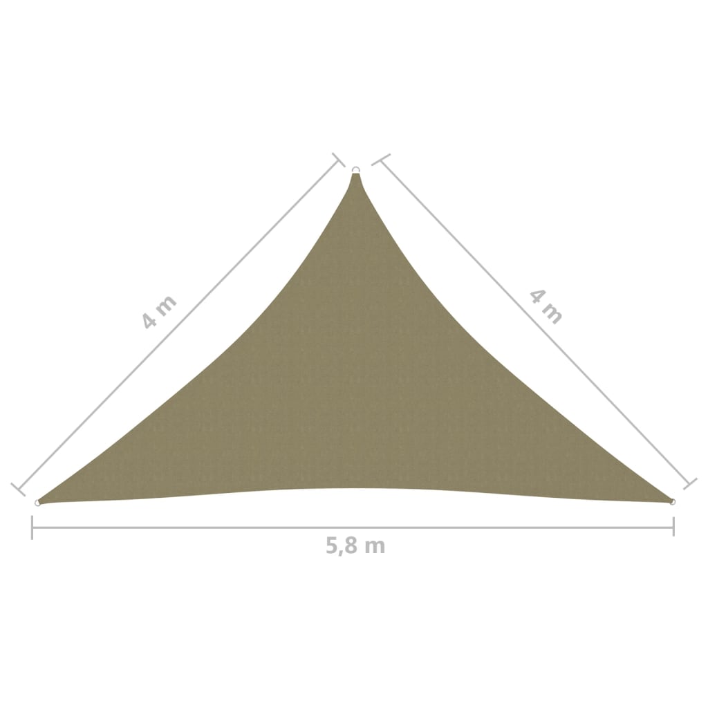 Zonnescherm driehoekig 4x4x5,8 m oxford stof beige