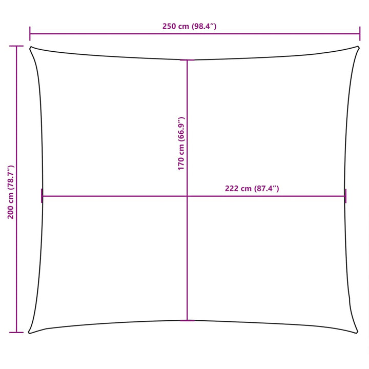 Zonnescherm rechthoekig 2x2,5 m oxford stof crèmekleurig