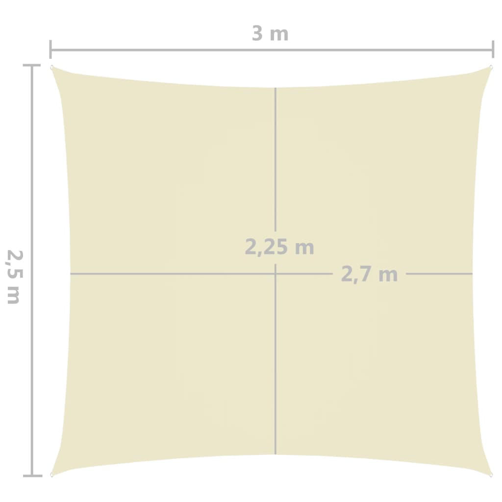 Zonnescherm rechthoekig 2,5x3 m oxford stof crèmekleurig