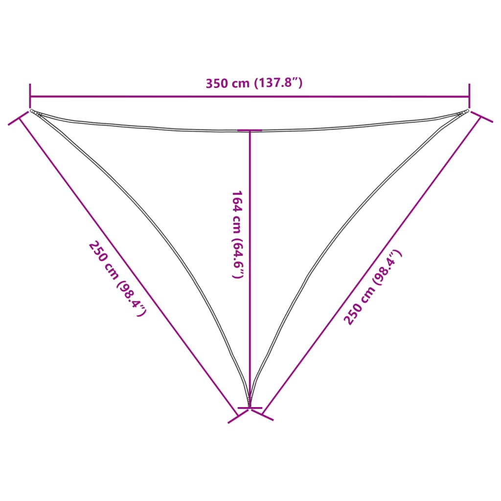 Zonnescherm driehoekig 2,5x2,5x3,5 m oxford stof crèmekleurig