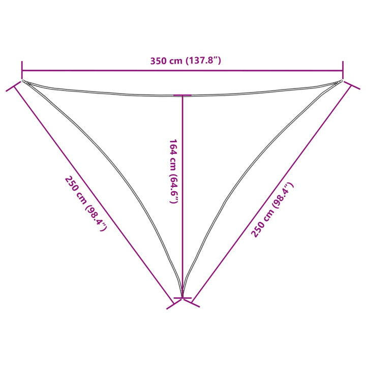 Zonnescherm driehoekig 2,5x2,5x3,5 m oxford stof crèmekleurig