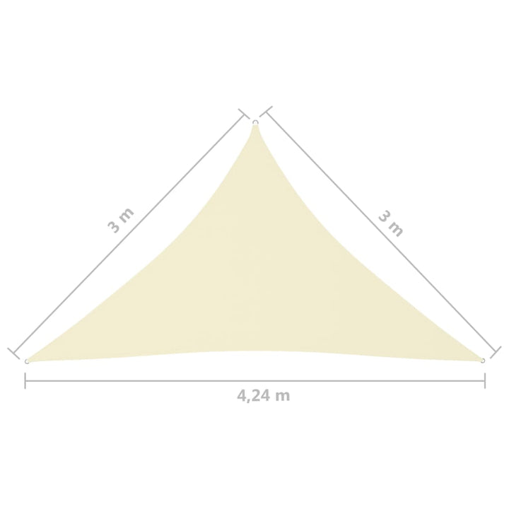 Zonnescherm driehoekig 3x3x4,24 m oxford stof crèmekleurig