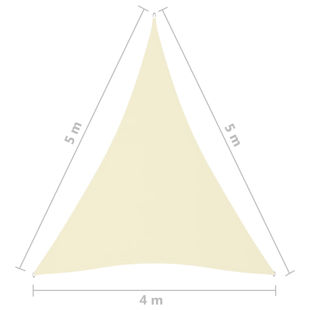 Zonnescherm driehoekig 4x5x5 m oxford stof crèmekleurig