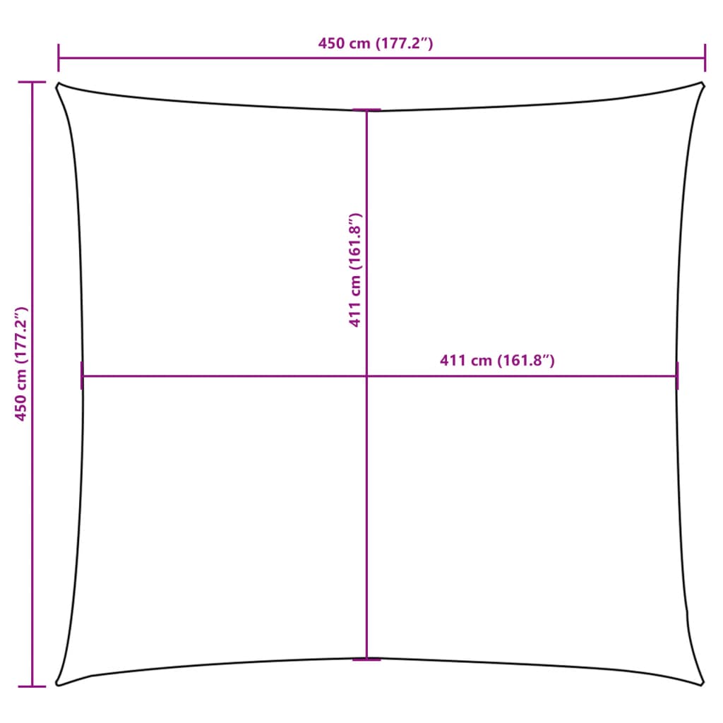 Zonnescherm vierkant 4,5x4,5m oxford stof wit