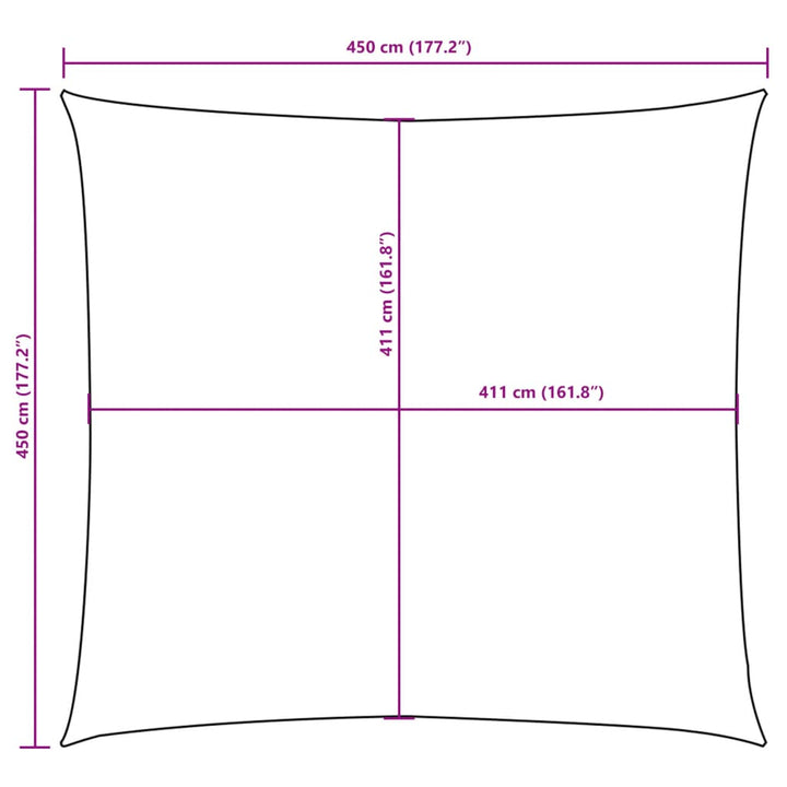 Zonnescherm vierkant 4,5x4,5m oxford stof wit