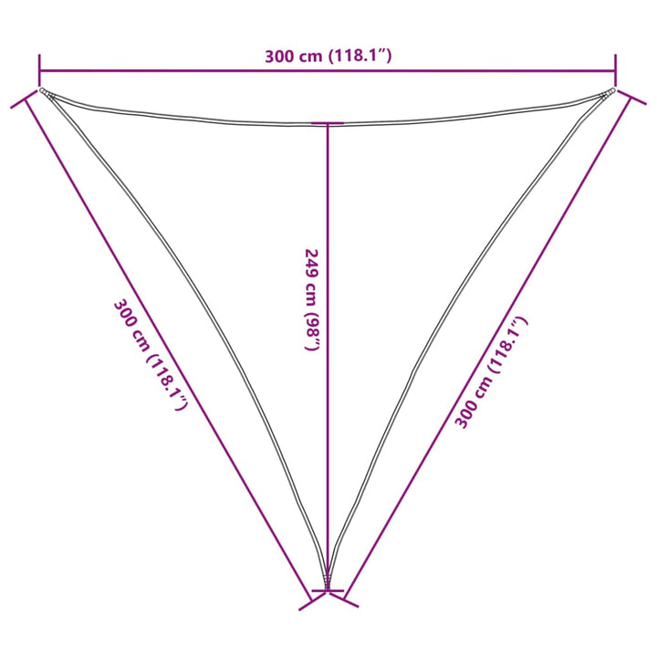 Zonnescherm driehoekig 3x3x3 m oxford stof wit