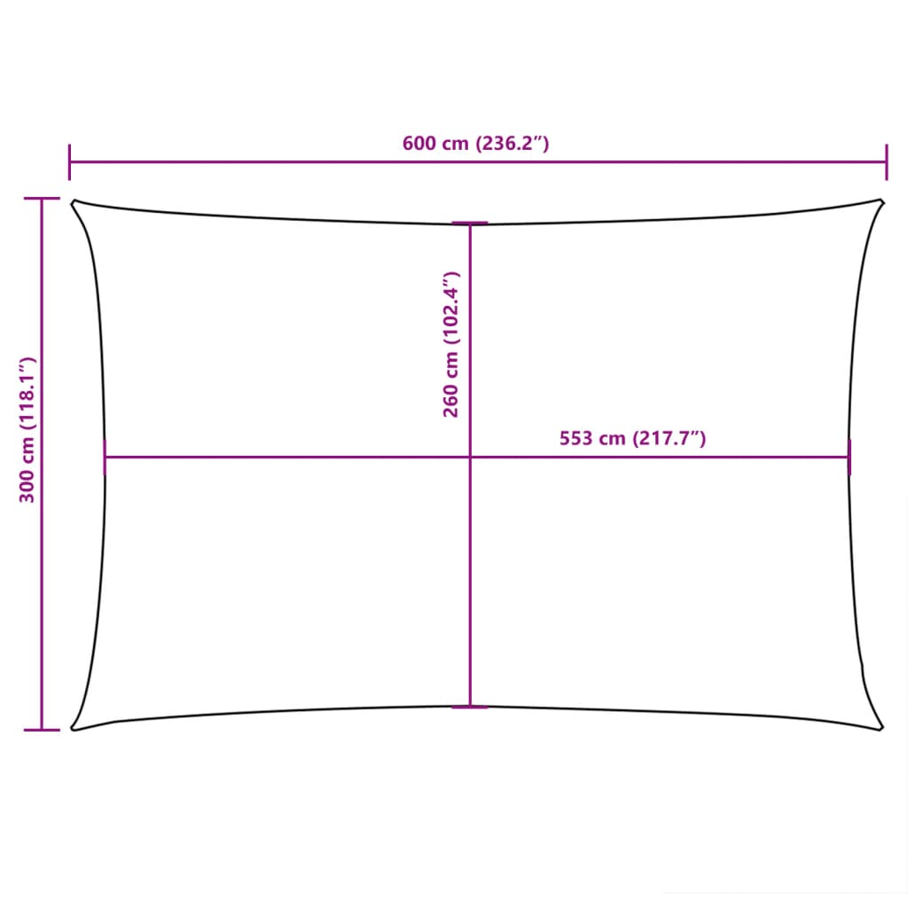 Zonnescherm rechthoekig 3x6 m oxford stof zwart