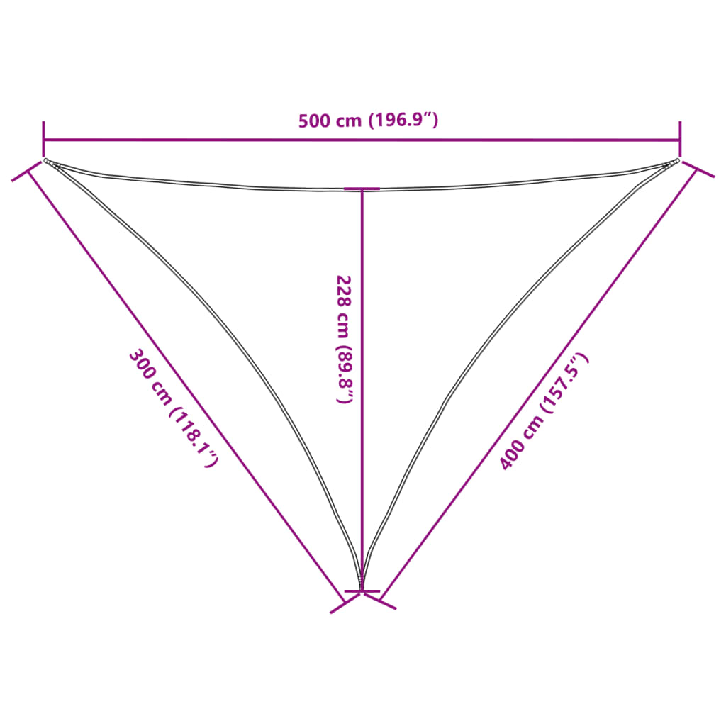 Zonnescherm driehoekig 3x4x5 m oxford stof zwart