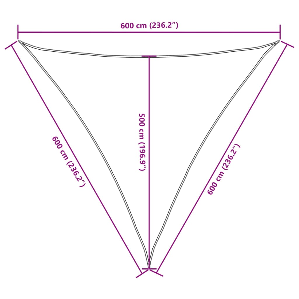 Zonnescherm driehoekig 6x6x6m oxford stof zwart