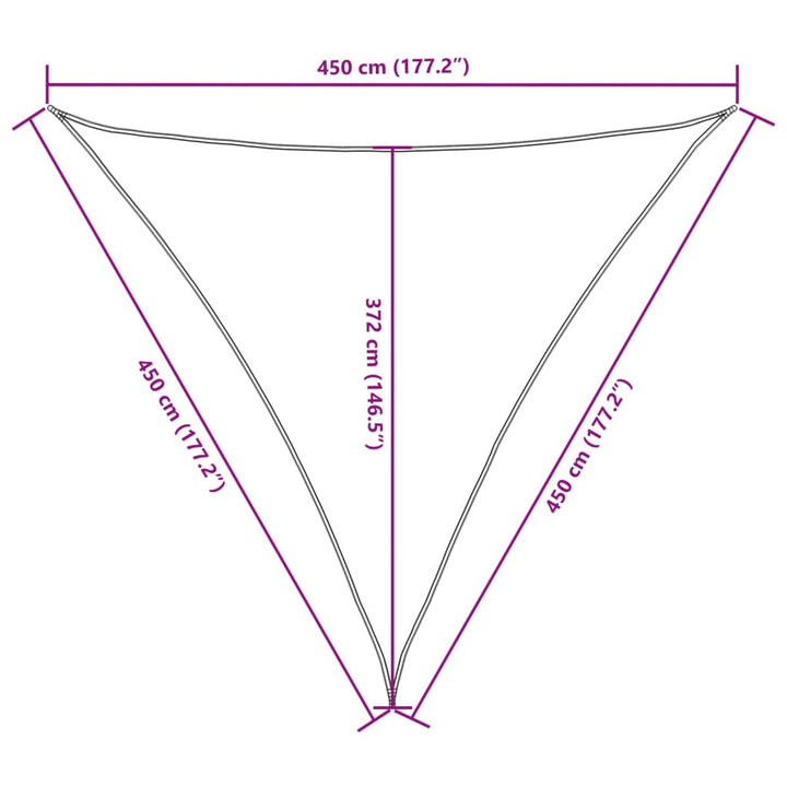 Zonnescherm driehoekig 4,5x4,5x4,5 m oxford stof bruin