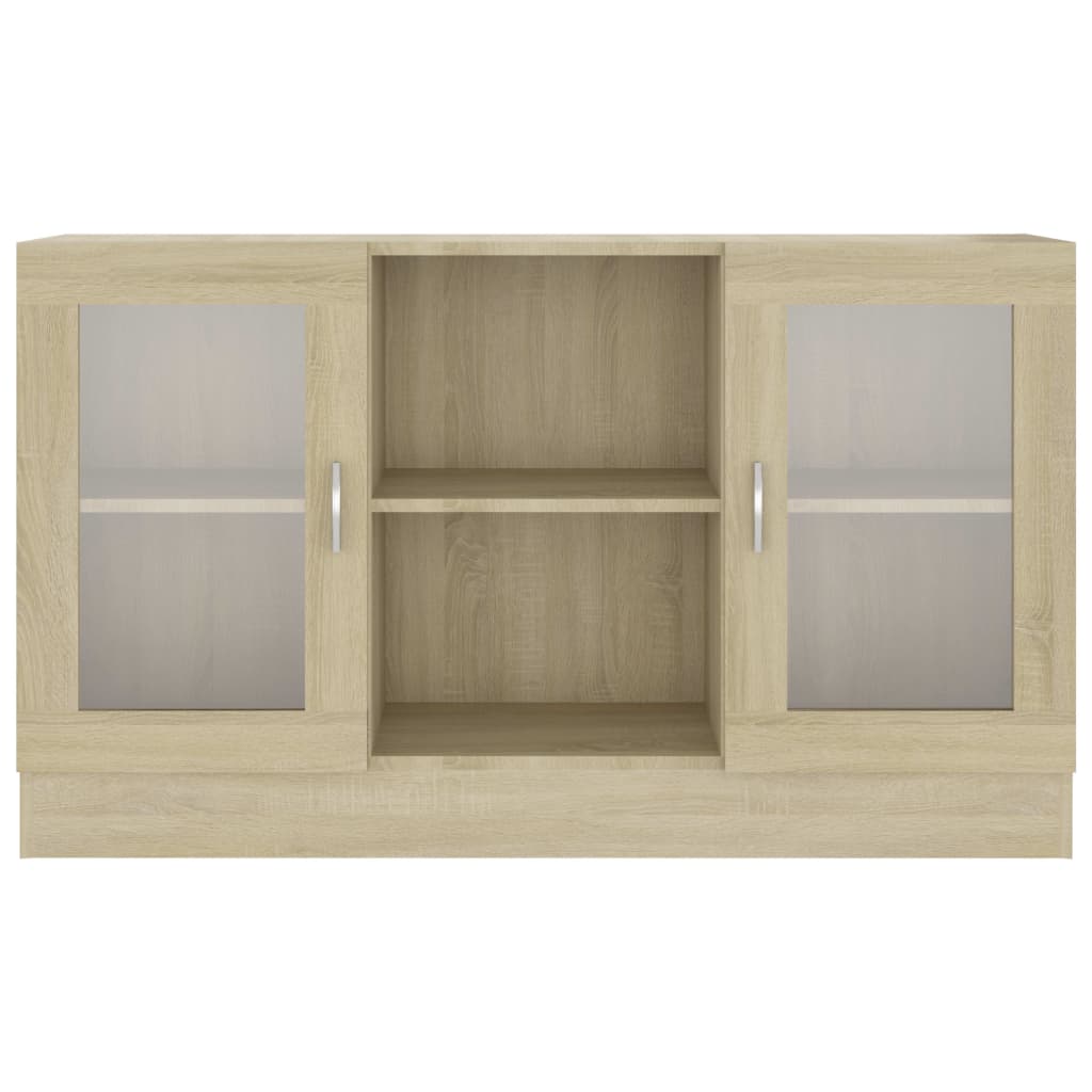 Vitrinekast 120x30,5x70 cm bewerkt hout sonoma eikenkleurig