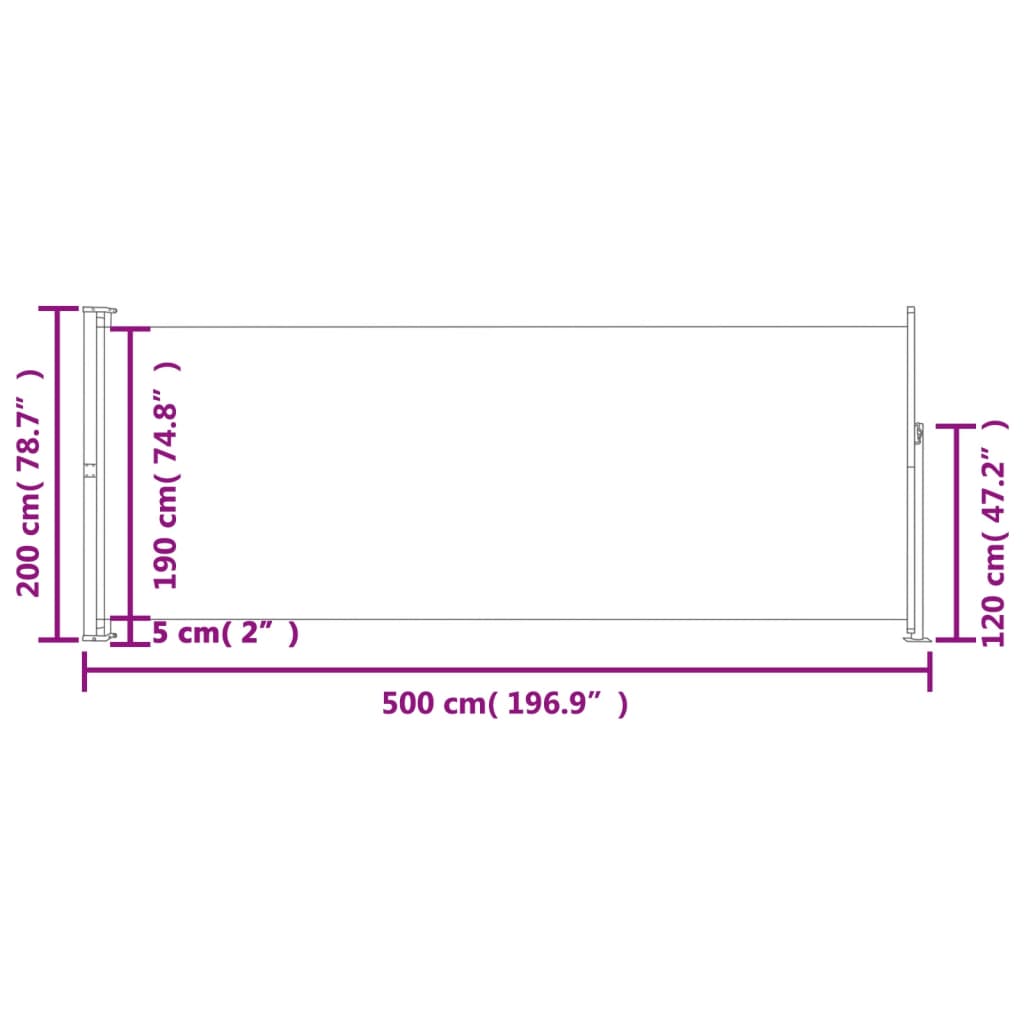 Tuinscherm uittrekbaar 200x500 cm bruin