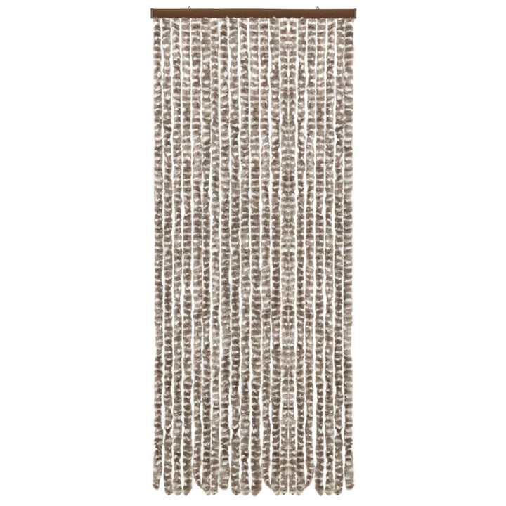 Vliegengordijn 56x185 cm chenille taupe en wit