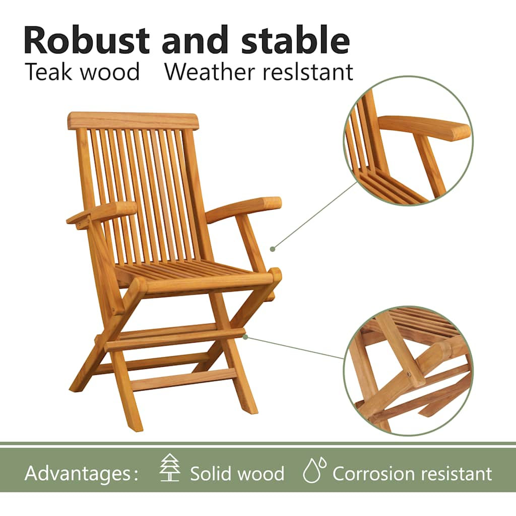 Tuinstoelen 3 st massief teakhout