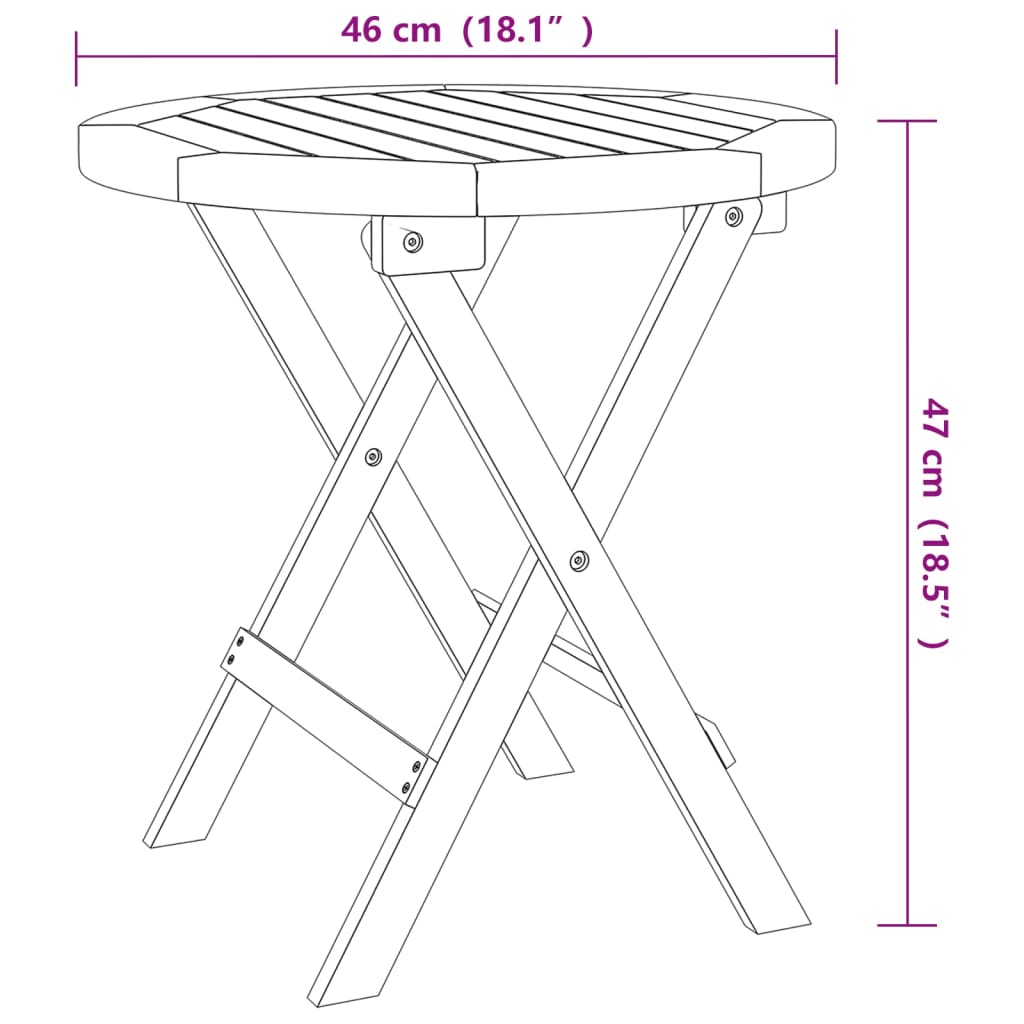 Bistrotafel ø˜46x47 cm massief acaciahout