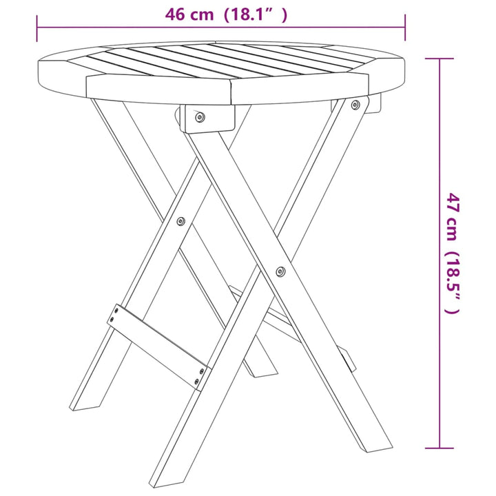 Bistrotafel ø˜46x47 cm massief acaciahout