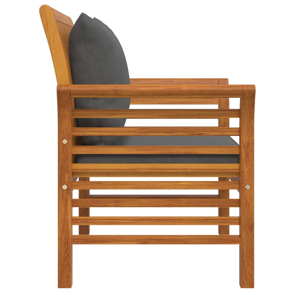 Fauteuils 2 st met donkergrijze kussens massief acaciahout