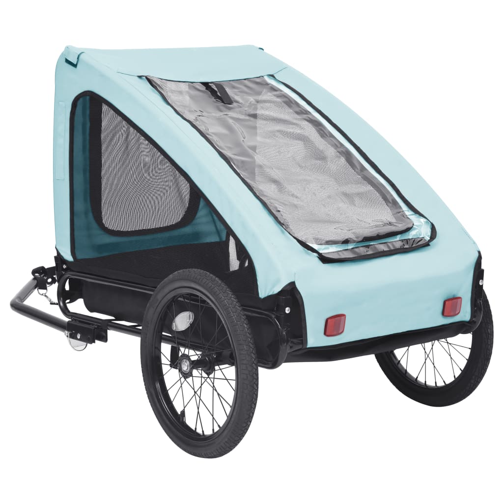 Hondenfietstrailer blauw en zwart