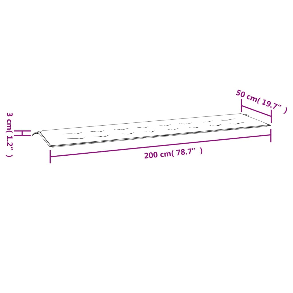 Tuinbankkussen 200x50x3 cm oxford stof ruitpatroon grijs