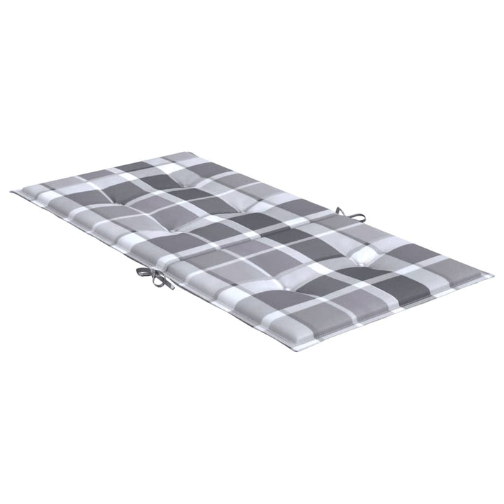 Tuinstoelkussens 2 st 100x50x3 cm oxford stof ruitpatroon grijs