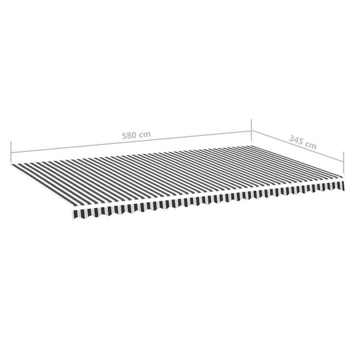 Vervangingsdoek voor luifel 6x3,5 m antracietkleurig en wit