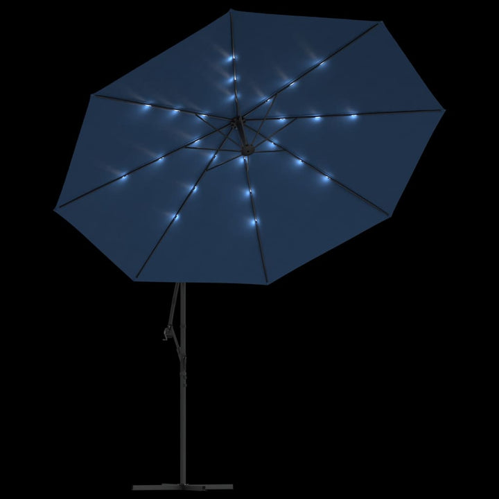 Zweefparasol met LED-verlichting 350 cm azuurblauw