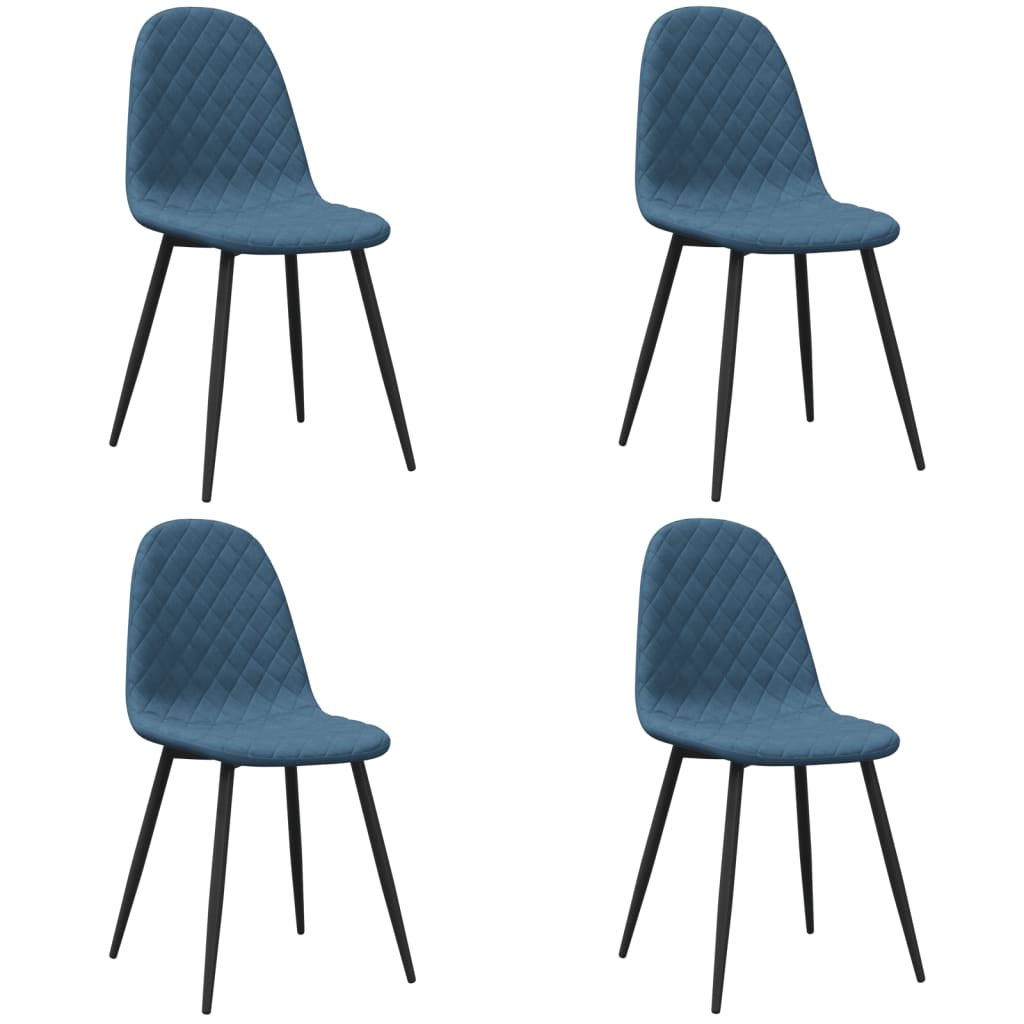 Eetkamerstoelen 4 st fluweel blauw