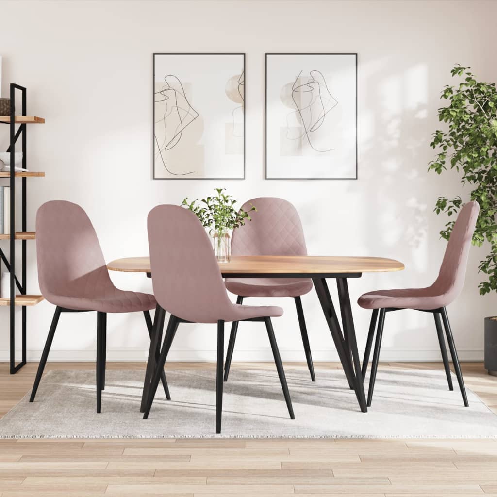 Eetkamerstoelen 4 st fluweel roze