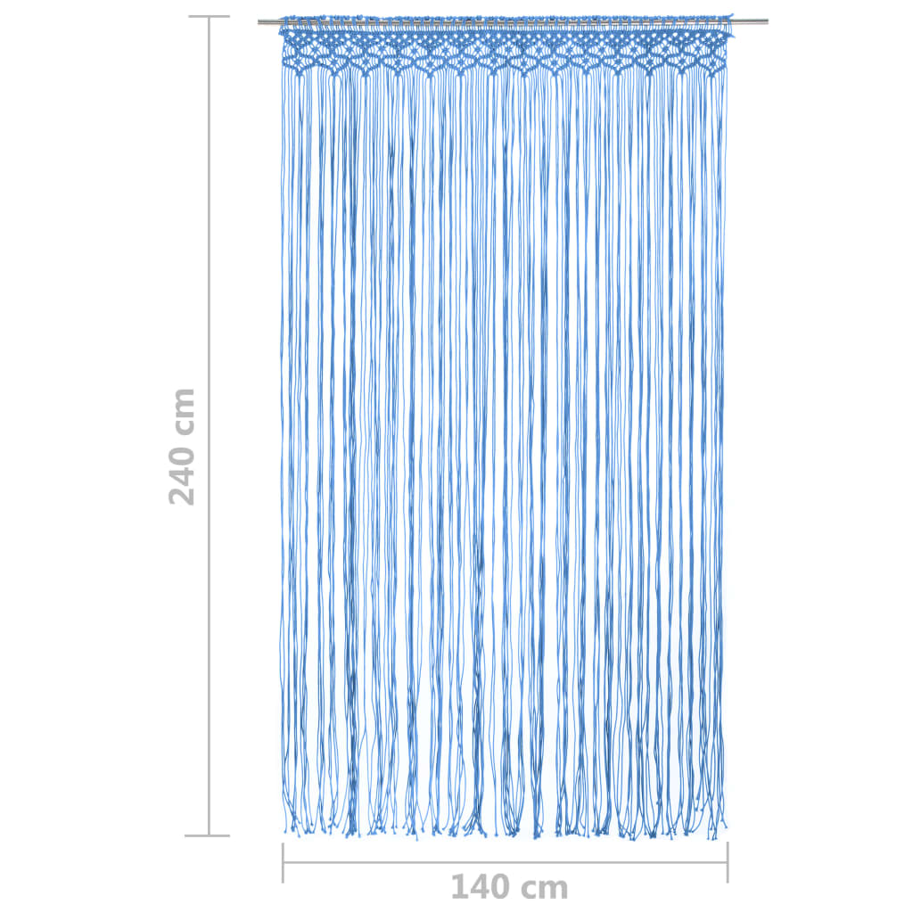 Gordijn macramé 140x240 cm katoen blauw