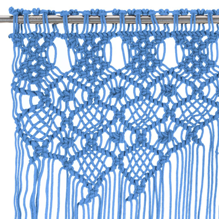 Gordijn macramé 140x240 cm katoen blauw