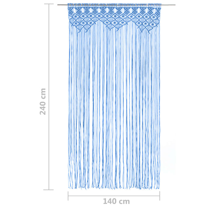 Gordijn macramé 140x240 cm katoen blauw