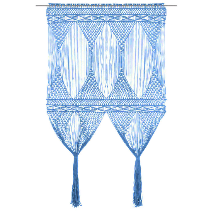 Gordijn macramé 140x240 cm katoen blauw