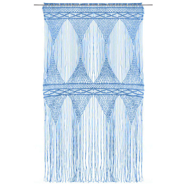 Gordijn macramé 140x240 cm katoen blauw