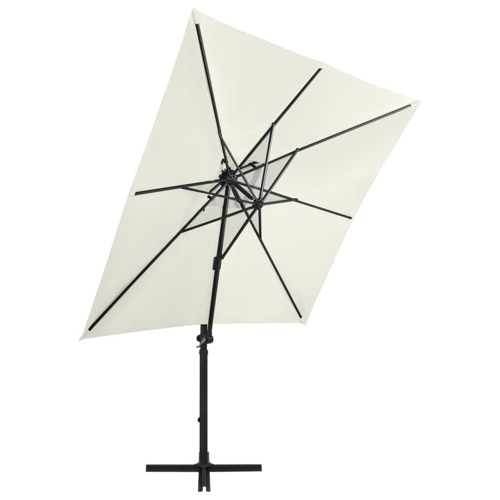 Zweefparasol met paal en LED-verlichting 250 cm zandkleurig