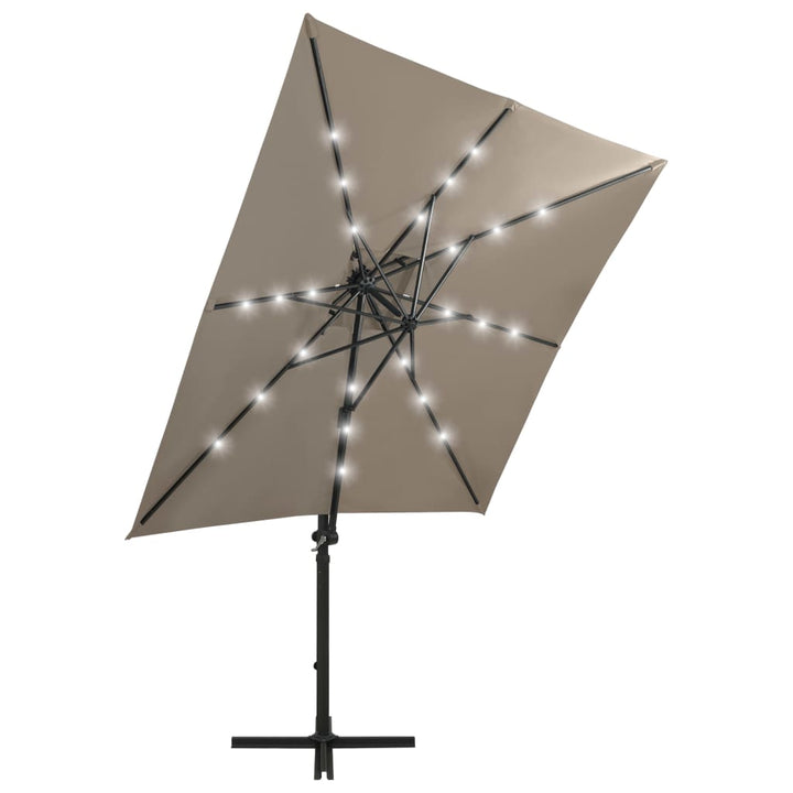 Zweefparasol met paal en LED-verlichting 250 cm taupe