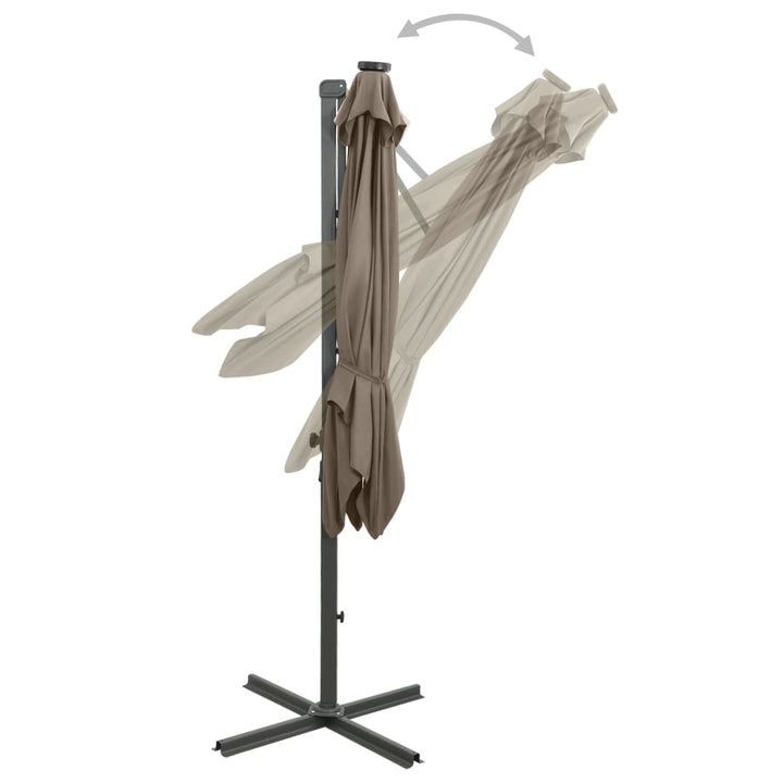 Zweefparasol met paal en LED-verlichting 250 cm taupe