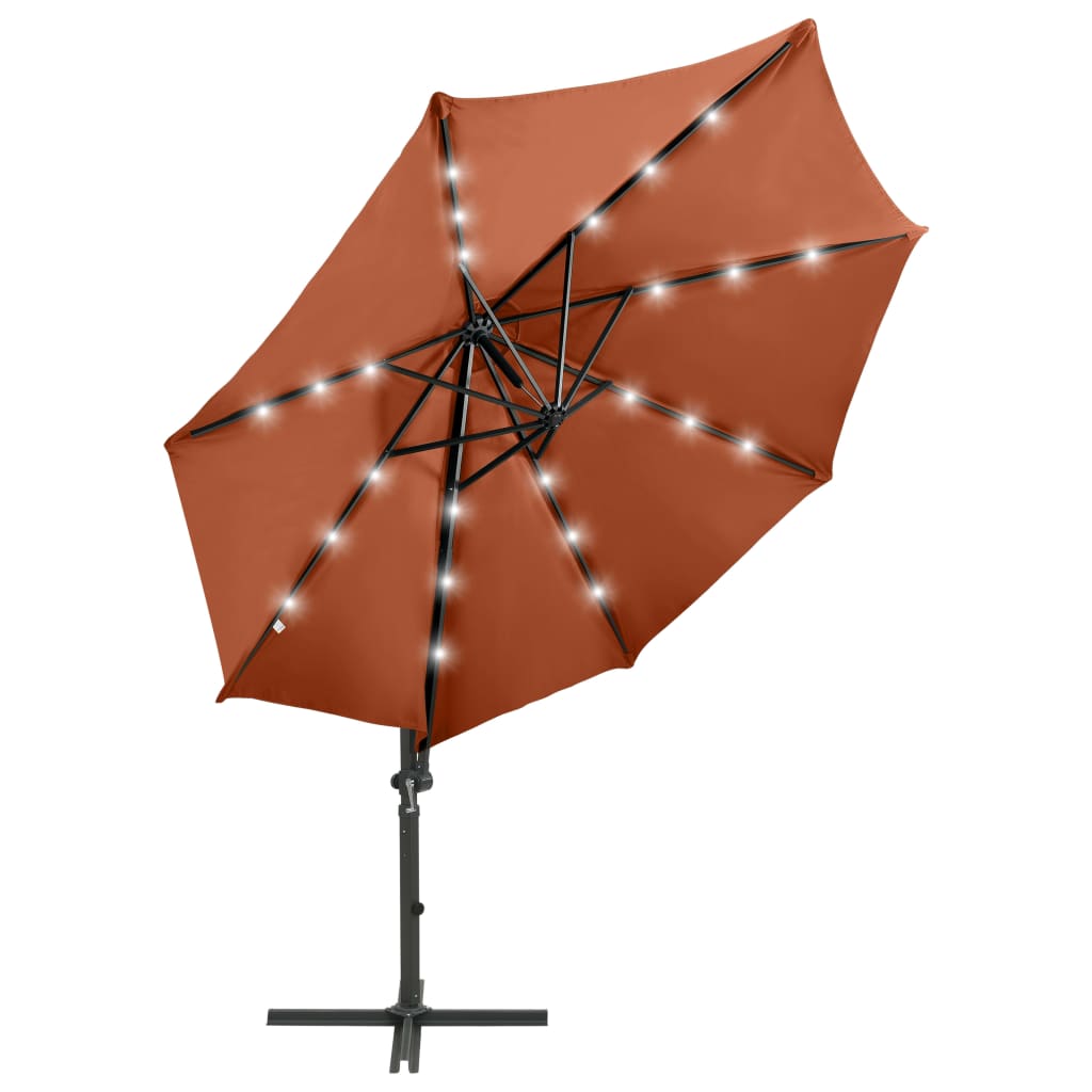 Zweefparasol met paal en LED-verlichting 300 cm terracottakleur