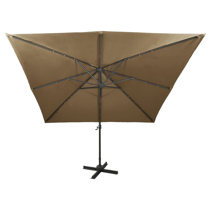 Zweefparasol met paal en LED-verlichting 300 cm taupe