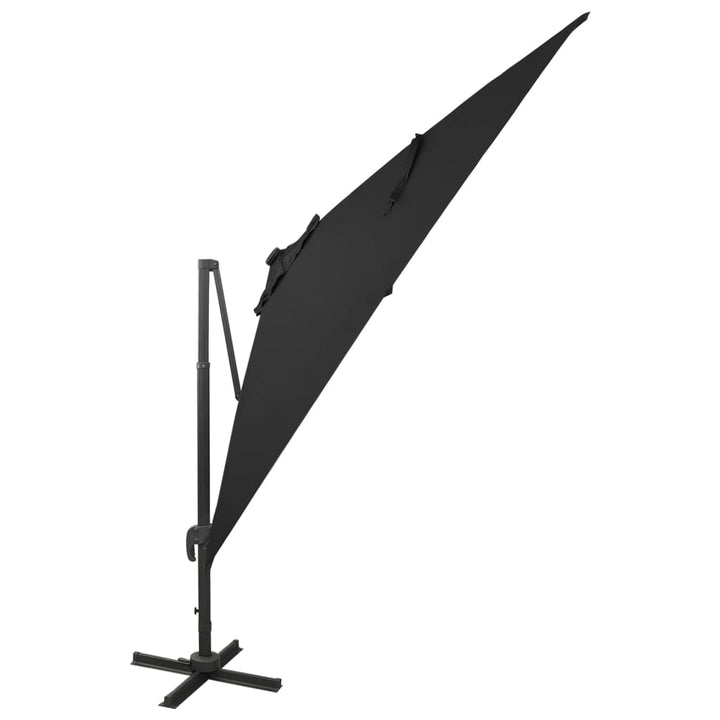 Zweefparasol met paal en LED-verlichting 300 cm zwart