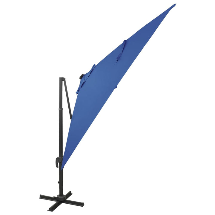 Zweefparasol met paal en LED-verlichting 300 cm azuurblauw