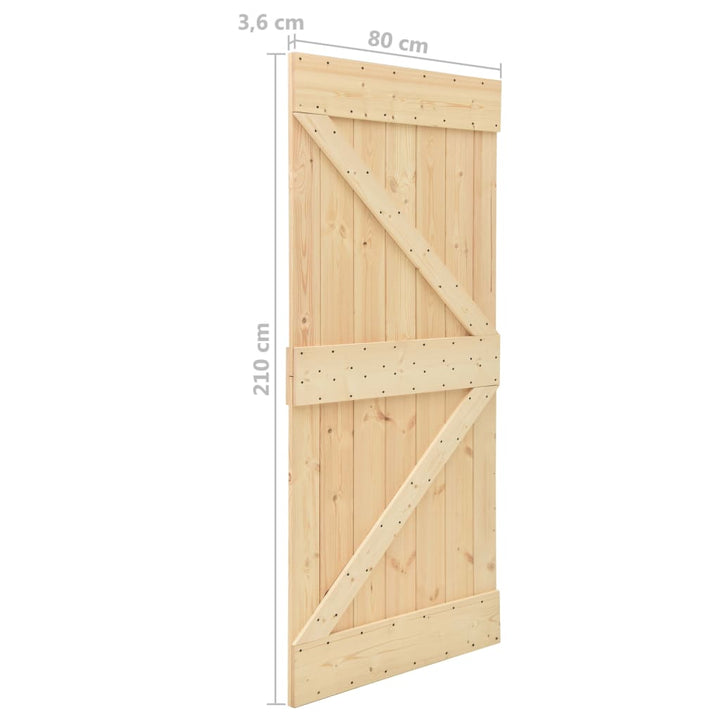 Schuifdeur met beslag 80x210 cm massief grenenhout