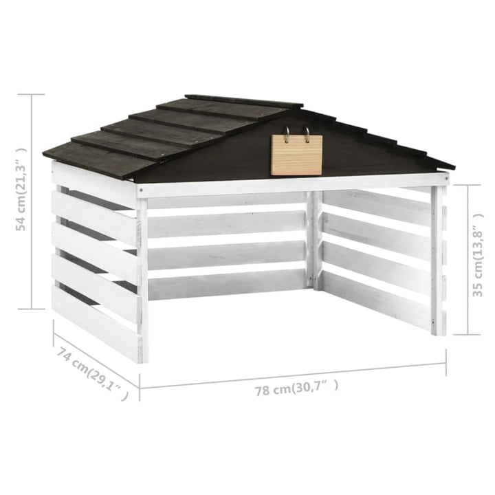 Overkapping voor grasmaaier 78x74x54 cm vurenhout zwart en wit