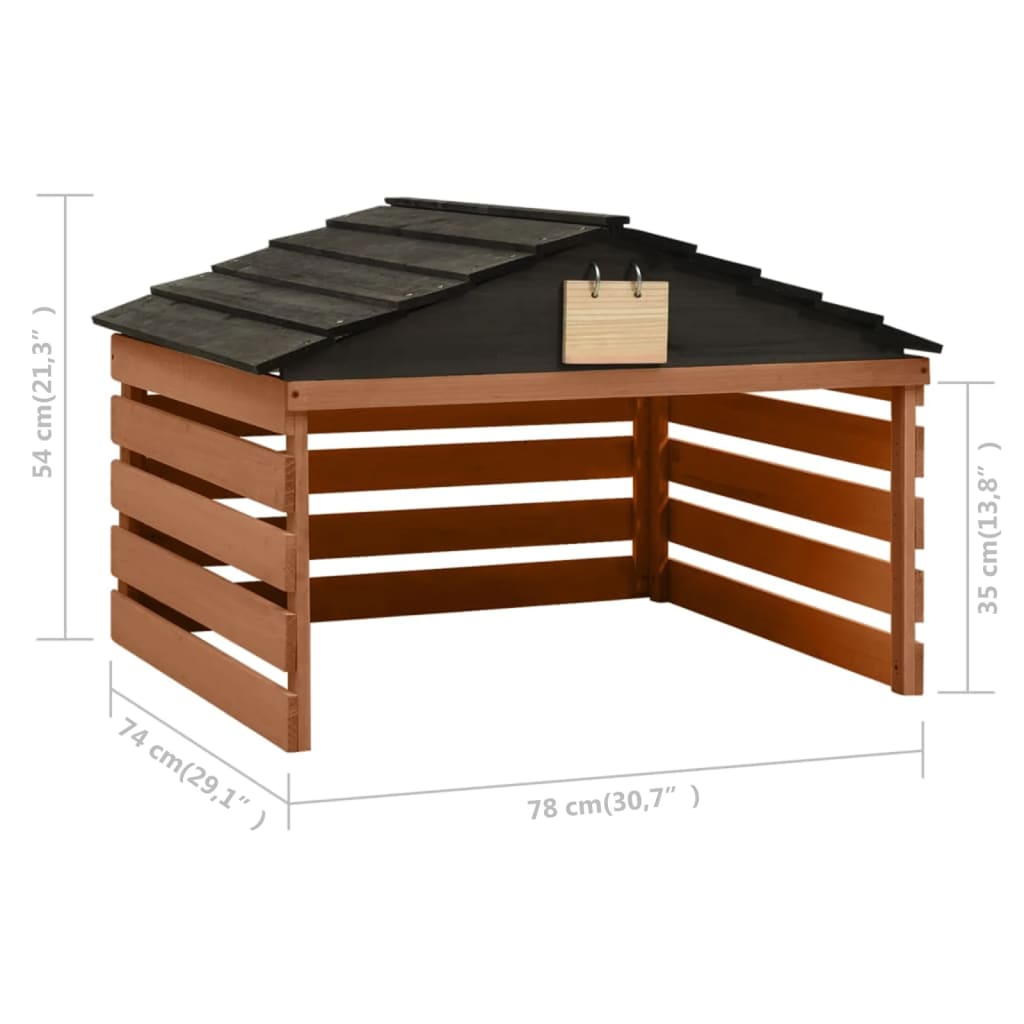 Overkapping voor grasmaaier 78x74x54 cm vurenhout zwart bruin