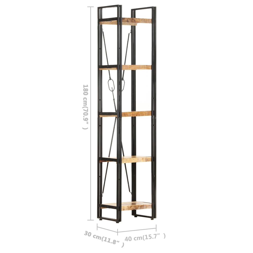 Boekenkast met 5 schappen 40x30x180 cm massief mangohout